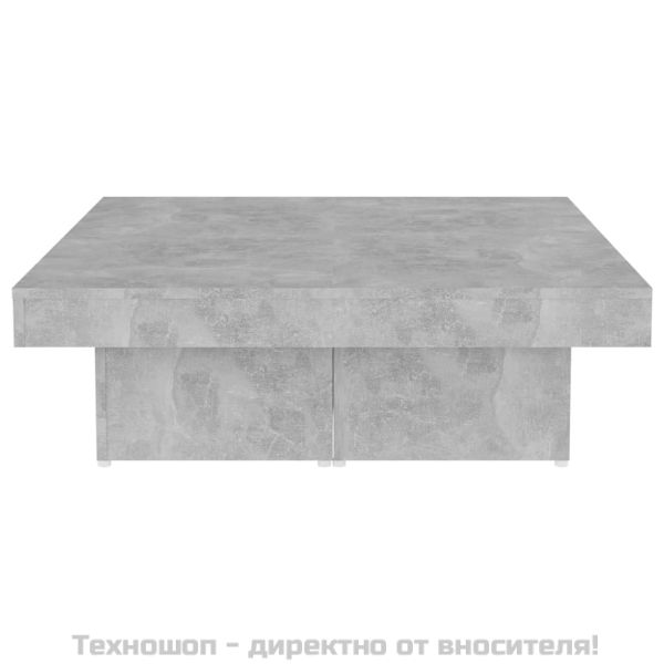 Маса за кафе, бетонно сива, 90x90x28 см, инженерно дърво
