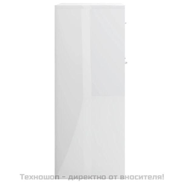 Бюфет, бял гланц, 88x30x70 см, инженерно дърво