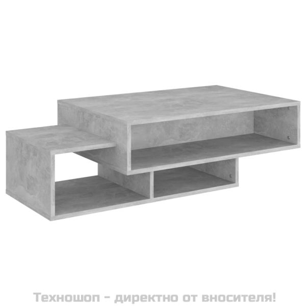 Маса за кафе, бетонно сива, 105x55x32 см, инженерно дърво