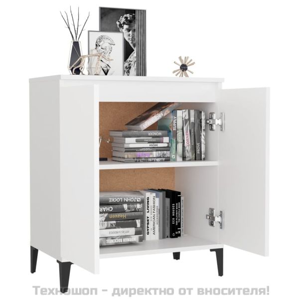 Сайдборд, бял, 60x35x70 см, инженерно дърво