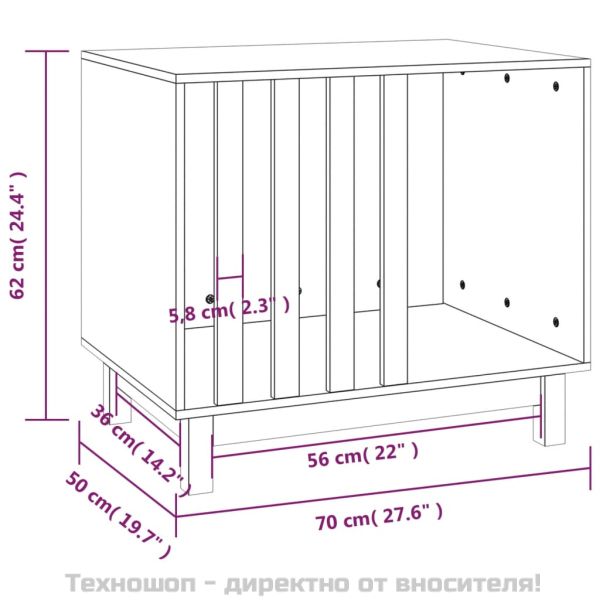 Кучешка колиба, 70x50x62 см, бор масив