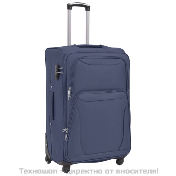 Комплект от 3 броя меки куфари на колелца, тъмносин