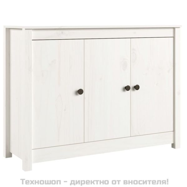 Сайдборд, бял, 100x35x74 см, бор масив