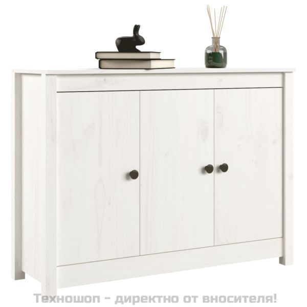 Сайдборд, бял, 100x35x74 см, бор масив