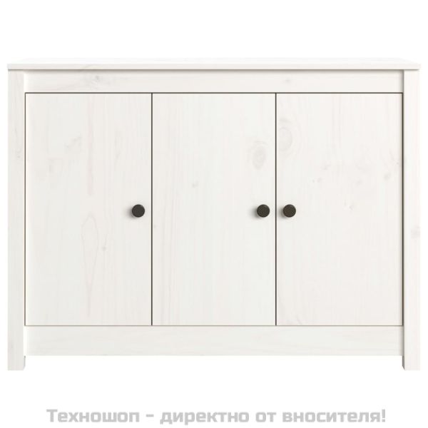 Сайдборд, бял, 100x35x74 см, бор масив