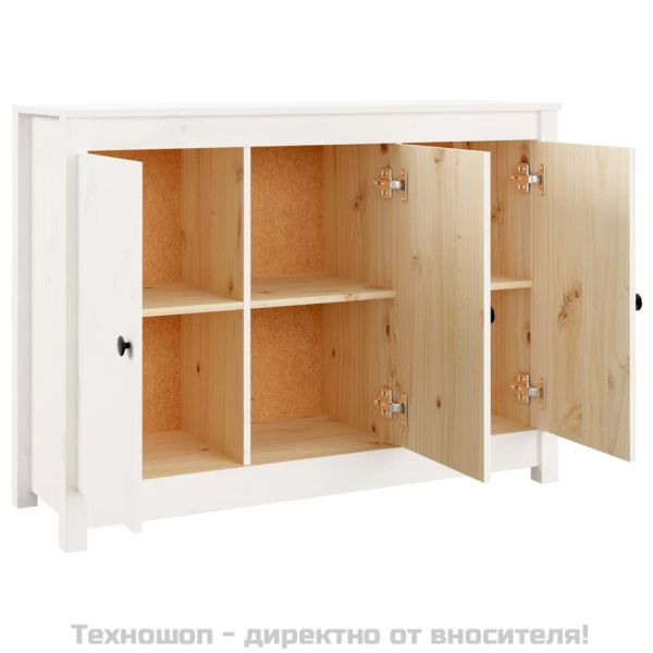 Сайдборд, бял, 100x35x74 см, бор масив