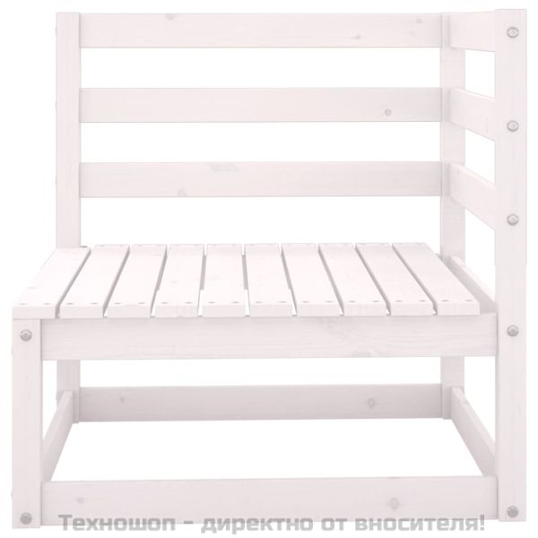 Градински 2-местен диван с възглавници, бял, борово дърво масив