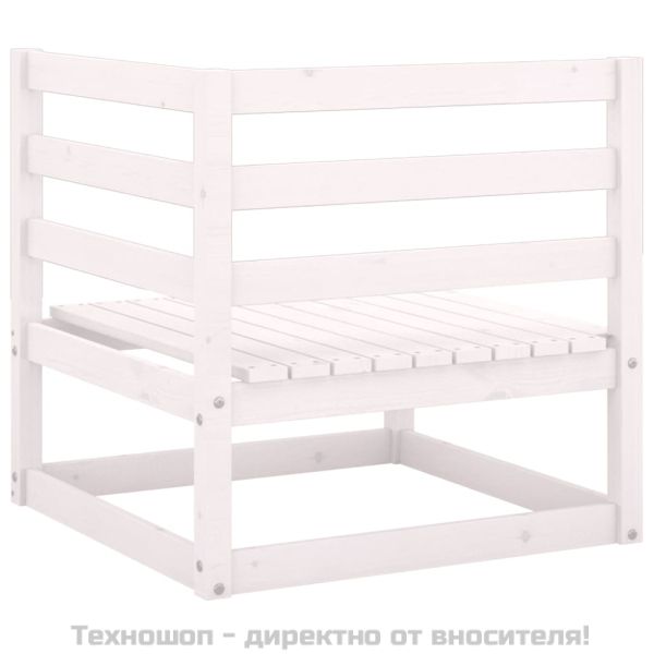 Градински 2-местен диван с възглавници, бял, борово дърво масив