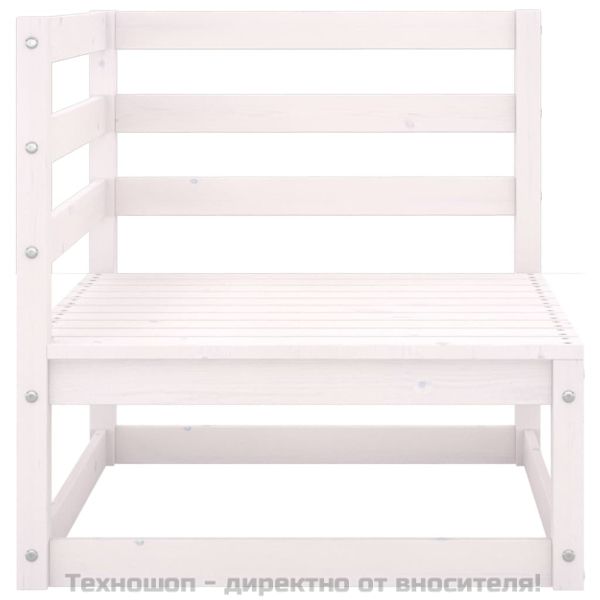 Градински 2-местен диван с възглавници, бял, борово дърво масив