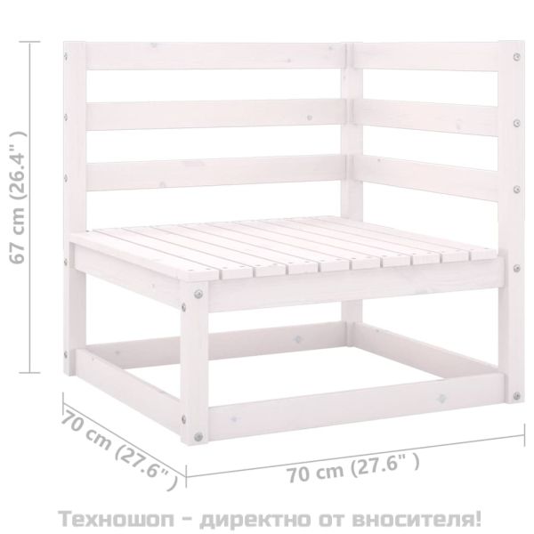 Градински 2-местен диван с възглавници, бял, борово дърво масив