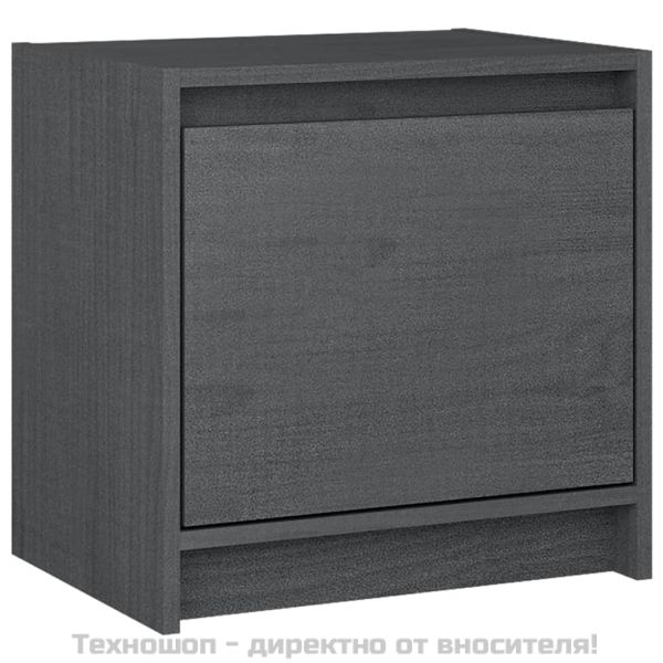 Нощни шкафчета, 2 бр, сиви, 40x30,5x40 см, борово дърво масив