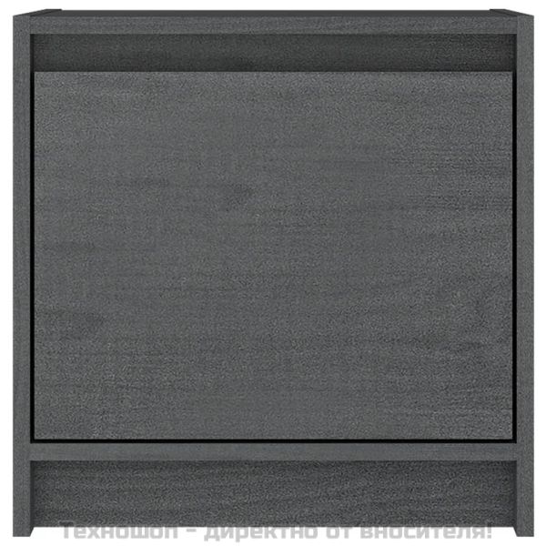 Нощни шкафчета, 2 бр, сиви, 40x30,5x40 см, борово дърво масив