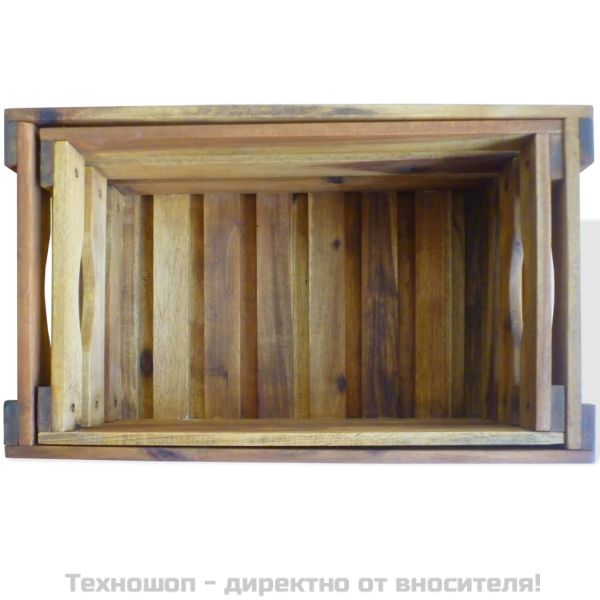 Комплект щайги за ябълки, 2 бр, масивно акациево дърво