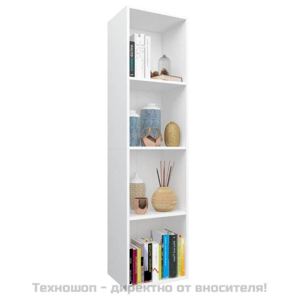 Библиотека/ТВ шкаф, бяла, 36x30x143 см, инженерно дърво