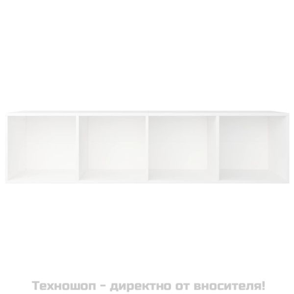 Библиотека/ТВ шкаф, бяла, 36x30x143 см, инженерно дърво