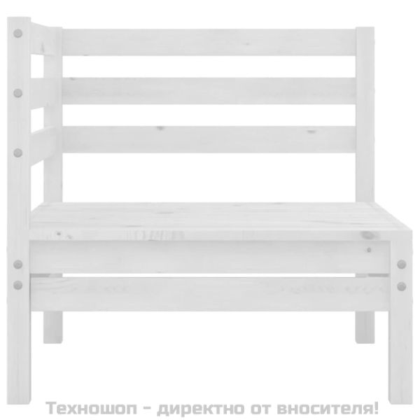 Градински лаундж комплект, 3 части, бор масив, бял
