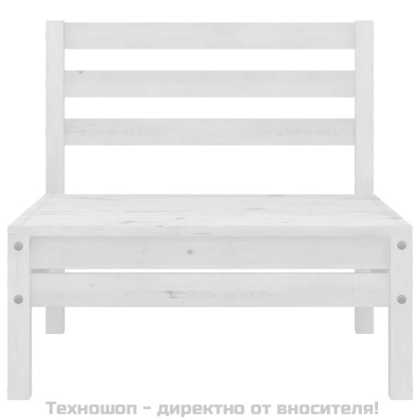 Градински лаундж комплект, 3 части, бор масив, бял