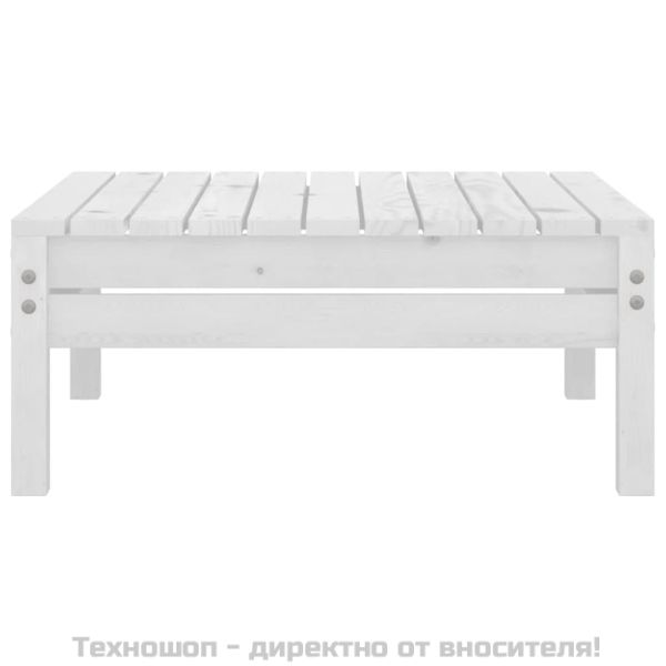 Градински лаундж комплект, 3 части, бор масив, бял