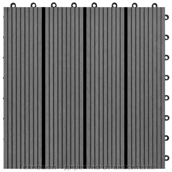 WPC декинг плочки сиви, 30х30 см, 11 бр, 1 м²