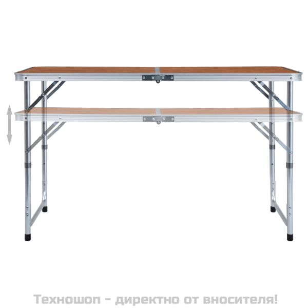 Сгъваема къмпинг маса, алуминий, 120x60 см