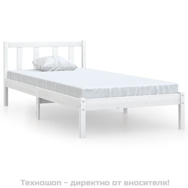 Рамка за легло, бяла, бор масив, 90x190 см, Single
