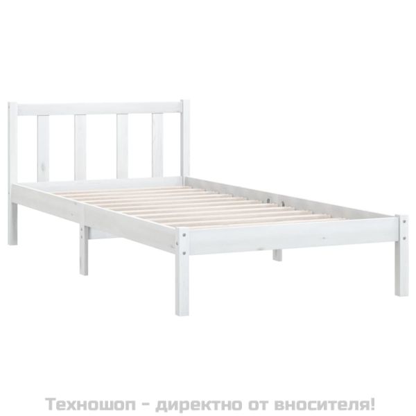 Рамка за легло, бяла, бор масив, 90x190 см, Single