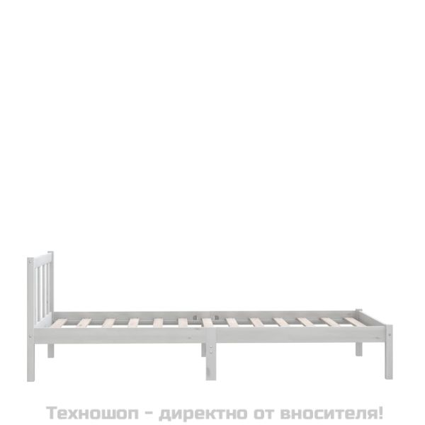 Рамка за легло, бяла, бор масив, 90x190 см, Single