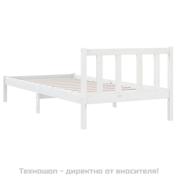 Рамка за легло, бяла, бор масив, 90x190 см, Single