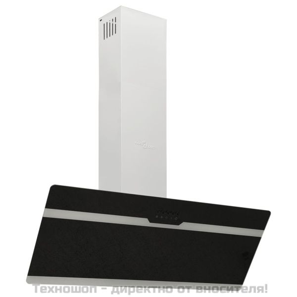 Стенен абсорбатор, 90 см, стомана и закалено стъкло, черен