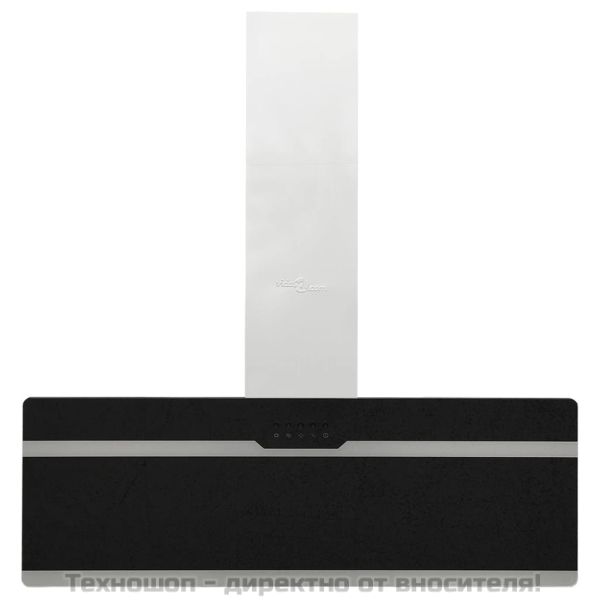 Стенен абсорбатор, 90 см, стомана и закалено стъкло, черен