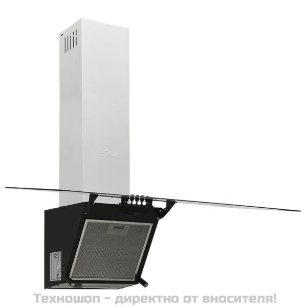 Стенен абсорбатор, 90 см, стомана и закалено стъкло, черен