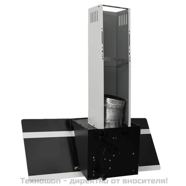 Стенен абсорбатор, 90 см, стомана и закалено стъкло, черен