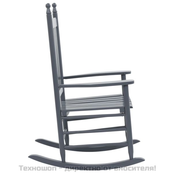 Люлеещ се стол с извита седалка, сив, дърво от топола