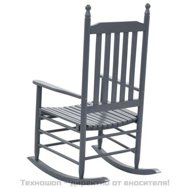 Люлеещ се стол с извита седалка, сив, дърво от топола