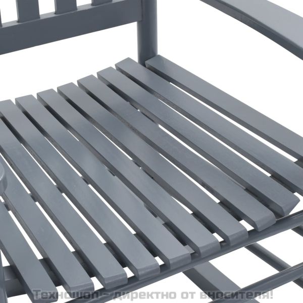 Люлеещ се стол с извита седалка, сив, дърво от топола