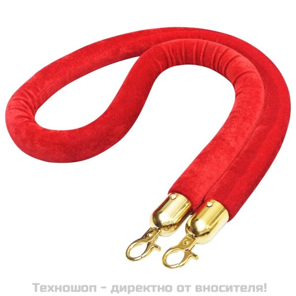 Въже за бариера, червено и златисто, кадифе