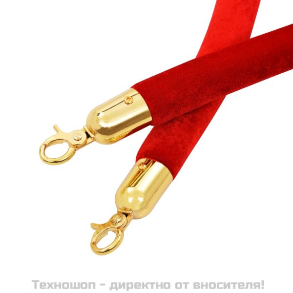 Въже за бариера, червено и златисто, кадифе