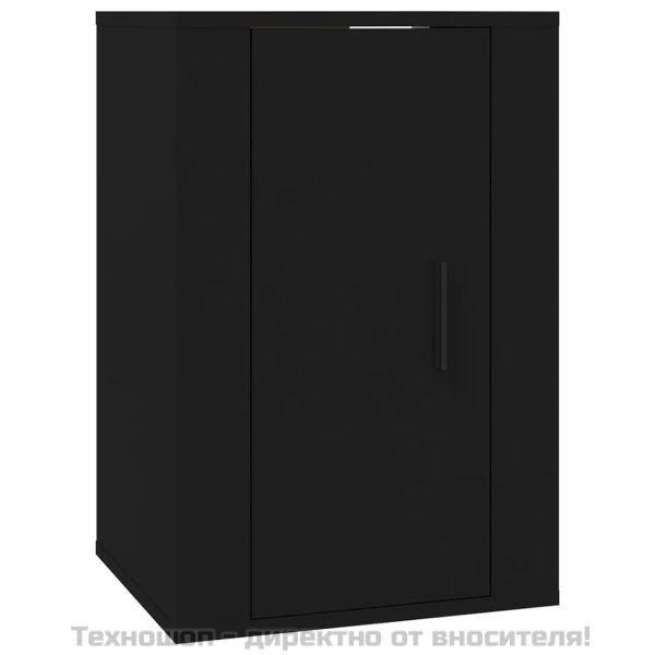 ТВ шкафове със стенен монтаж, 2 бр, черни, 40x34,5x60 см