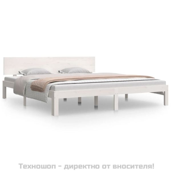 Рамка за легло, бяла, дърво масив, 180x200 cм, Super King