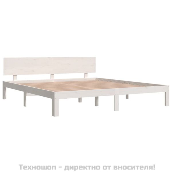 Рамка за легло, бяла, дърво масив, 180x200 cм, Super King