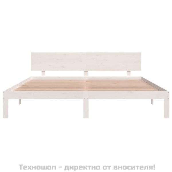 Рамка за легло, бяла, дърво масив, 180x200 cм, Super King