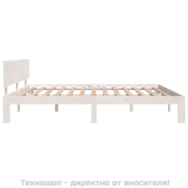 Рамка за легло, бяла, дърво масив, 180x200 cм, Super King