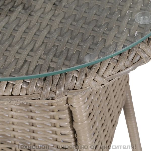 Бистро комплект, 3 части, с възглавници, кафяв полиратан