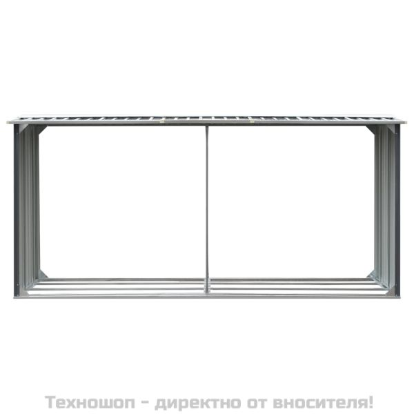 Навес за дърва, поцинкована стомана, 330x92x153 см, сив