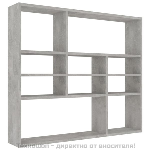 Стенен рафт, бетонно сив, 90x16x78 см, инженерно дърво