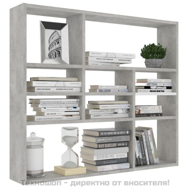 Стенен рафт, бетонно сив, 90x16x78 см, инженерно дърво