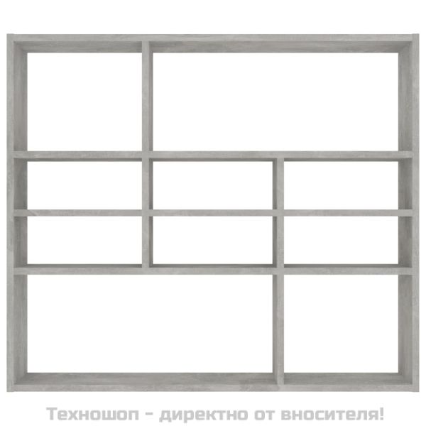 Стенен рафт, бетонно сив, 90x16x78 см, инженерно дърво