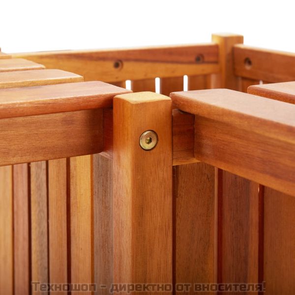 Градинска ъглова пейка с плантер, 117x117x40 cм, акация масив