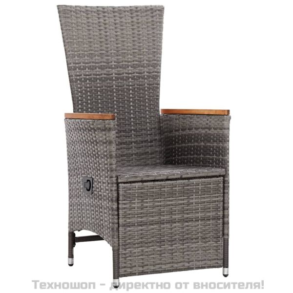 Накланящи градински столове с възглавници 2 бр полиратан сиви