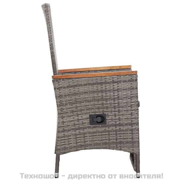 Накланящи градински столове с възглавници 2 бр полиратан сиви